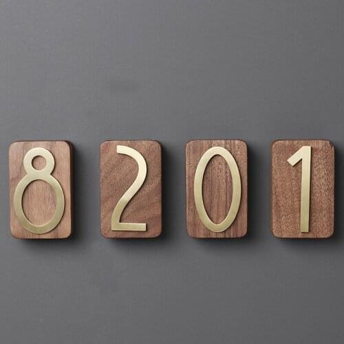 Walnut pure copper house number creative Nordic brass home guest house villa