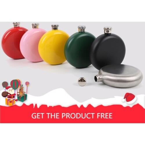 New stainless steel round hip flask Business gift outdoor portable hip flask support custom package 304 food grade