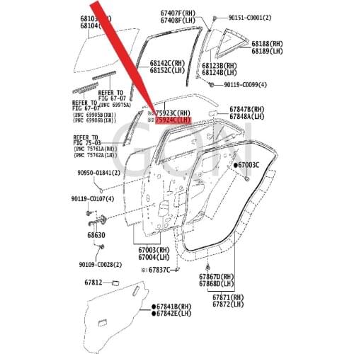 Left side shading film 2014-Toy ota LEV IN door sticker (rear L) rear door window frame trim. L rear door black sticker L