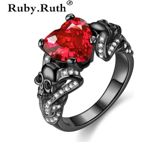 Fashion Punk Skull Wedding Heart Crystal CZ Gothic Flower Rings For Women Girls Silver Plated Gifts Ring Jewelry Dropshipping