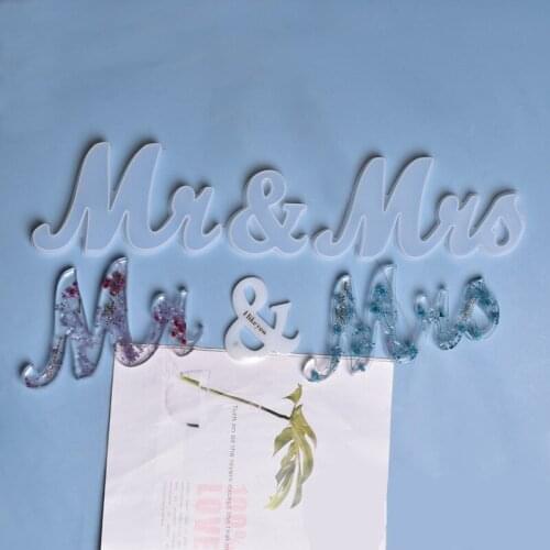 Mr & Mrs Silicone Mold English Alphabet Letter Crystal Epoxy Resin Mold for DIY door plate Wedding Decoration Jewelry Making