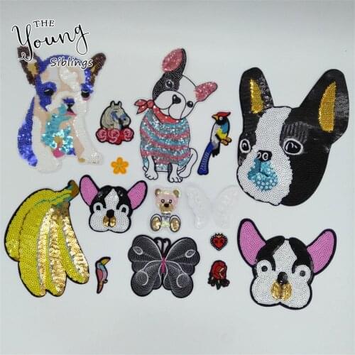 Cartoon Fashion Animal Sequins Hot Melt Adhesive Iron no Patch Embroidery Badge DIY Sewing Applique Accessories 1~10pcs for sale