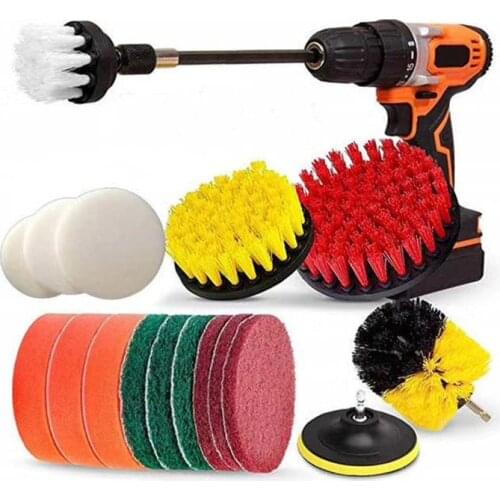 Drill Brush Attachment Set Power Scrubber Brush Car Polisher Bathroom Cleaning Kit with Extender Kitchen Cleaning Tools