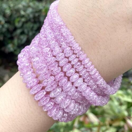 Natural Light Purpl Cracked Crystal Rondelle Beads For Jewelry Making 6*3 8*4 10*5mm Spacer Loose Beads Diy Bracelet Necklace