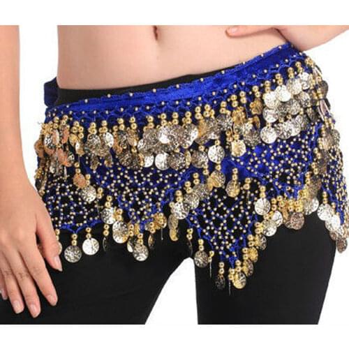 Wholesale BELLY DANCE HIP scarves 320 piece coins gold & silver -black colors