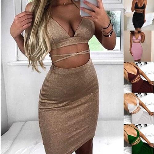 Europe and America 2019 nightclubs Sexy strap-over dress 1pcs/lot