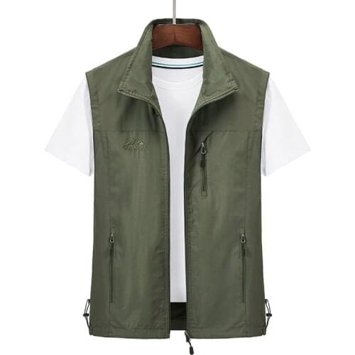 Casual Vest Men Multi-Pocket Photographer Fishing Sleeveless Jackets Summer Outdoor Travels Quick Dry Breathable Waistcoat Vest
