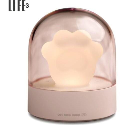 New Youpin 3Life Night Lamp LED Ambient Lights Cartoon Cute Cat Claw Shape Bedside Musical Lamp Cats Paw Lamp for Christmas Gift