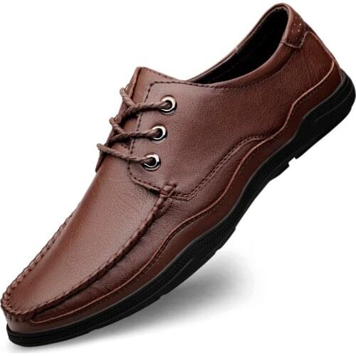 Fashion Men Casual Shoes Brand Loafers Shoes Black Casual Men Shoes Genuine Leather Slip-on Men Loafers Dress Flats Shoes