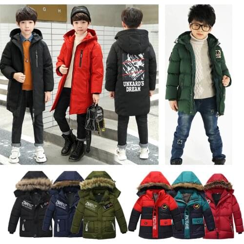 2020 Thickened Warm Long Jacket Boys Coat Clothing Hooded Hot Sale Overcoat Winter Children Boys Down Zipper Long Jacket Coat