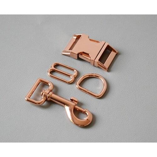 20 sets metal buckle 8 button D ring metal dog clasp set for 25mm webbing metal DIY Dog Collar Leash Set Metal Accessories