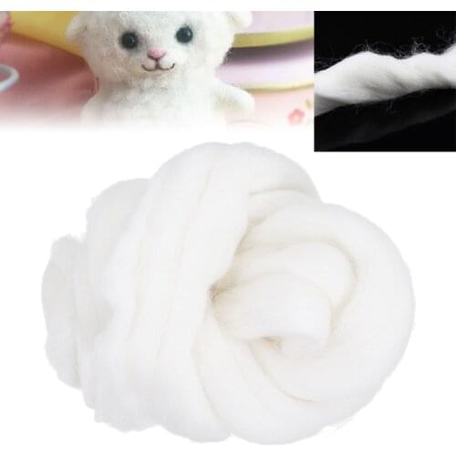 50g Soft White Merino Dyed Felting Wool Tops Roving Wool Fibre For Needle Felting DIY Doll Needlework Sewing Projects