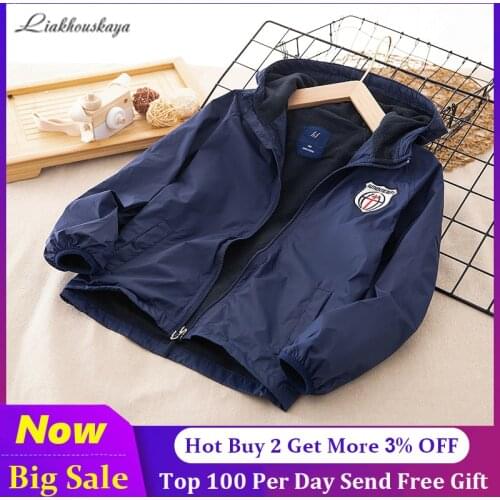 110-150 Cm Kids Girls Windbreaker Unicorn Jackets Cartoon Hooded Blue Color Jackets For Girls Child Outerwear For Spring Autumn