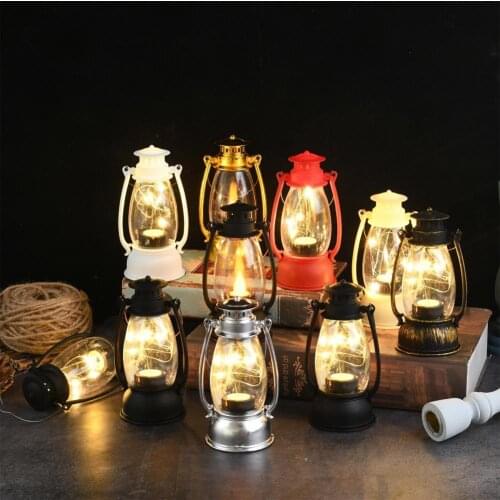 Vintage Flameless Christmas Lamp PP Table Centerpiece LED Storm Lantern Xmas Decoration