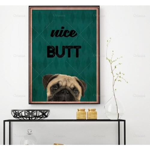 Vintage Poster Print - Nice Butt Poster Print- Bathroom poster print - Funny Dog print - Home Decor - Wall Art Poster Print