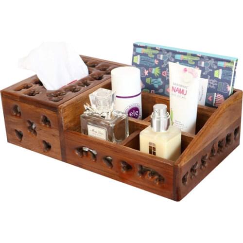 NEWYEARNEW Vintage Wood Tissue Box Case Southeast Asia Holder Home Furnishing Decoration Multi-Function Storage Gifts