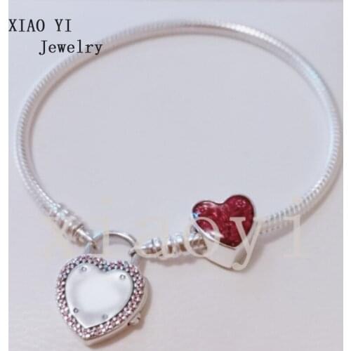 XIAOYI 2020 New 100% S92 Red love locks simple personality suitable for wedding parties Valentines Day bracelet gentle female