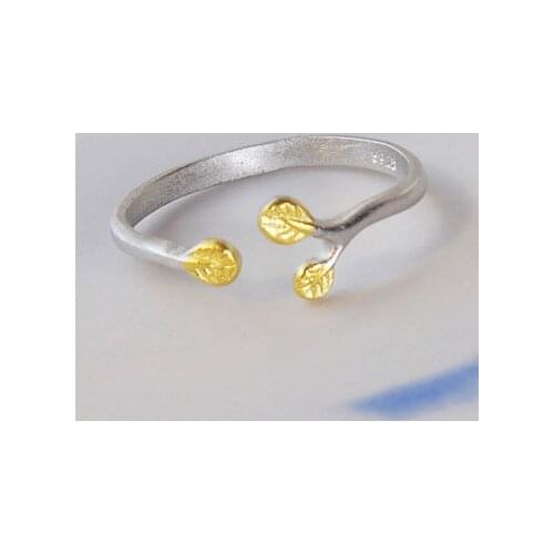 925 Sterling Silver Leaves Open Rings For Women Hypoallergenic Fashion Girl Sterling-silver-jewelry