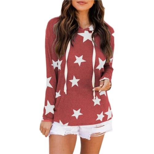 Star Kawaii Print Hoodies Womens Hooded Sweatshirt Long-sleeved Pullover Loose Blouse Top Harajuku Womens Sweatshirt Moletom