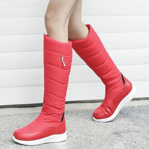 2021 New Women Down Boots Winter Warm Comfort Platform Waterproof Snow Boots High Quality Black Mid Calf Boots Woman Shoes 44