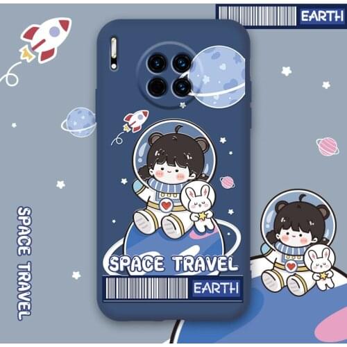 Liquid Silicone Case For Huawei Mate 40 30 20 10 Pro Nova 3i Space Pattern Cover For Huawei Honor 10 20 8x 9x 9a Funda Coque