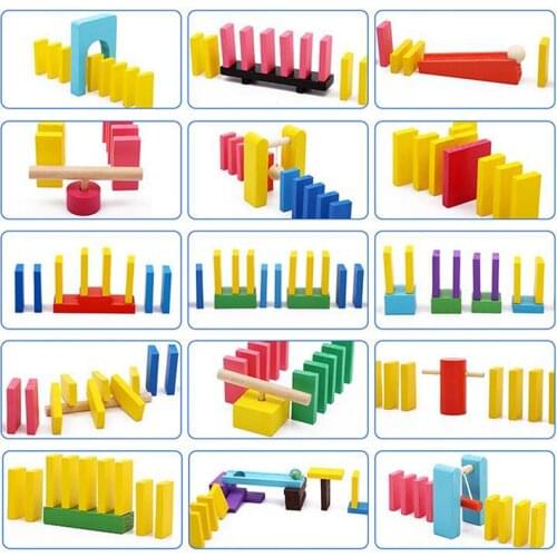 1 Set Color Sort Wooden Domino Institution Accessories Blocks Jigsaw Adult Dominoes Games Montessori Toys For Children