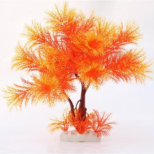 1 pcs Plastic Aquarium Simulation Plant Tree Fish Tank Artificial Green Orange Tree Aquarium Ornament Decor