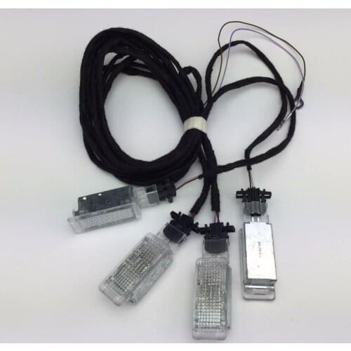 4 Piece for VW Polo Passat B7 for Skoda Fabia Superb Door Light and Cable Connectors Foot Lamp Footlight 3TD 947 415 6Q0 947 415