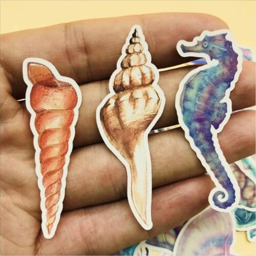 46PCS marine life colorful dream conch stickers DIY scrapbook album diary card making gifts crafts decorative stickers