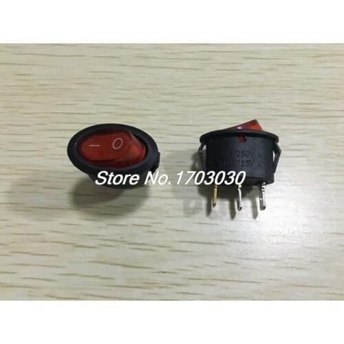 5 Pcs 3 Pin SPST ON/OFF Red Light Oval Rocker Switch 6A/250VAC 10A/125VAC