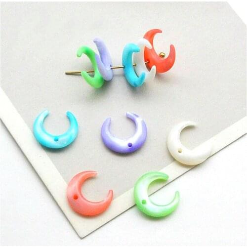 5pcs/bag Freshwater Shell Dyed Pendant 12mm Moon Pendant DIY Handmade Creative Earrings Hairpin Shell Jewelry Accessories