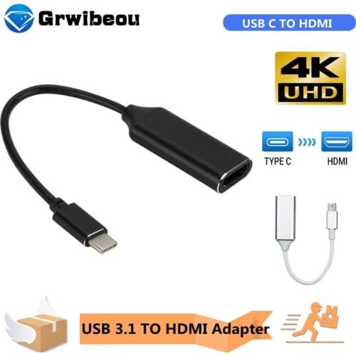 Grwibeou USB C to HDMI Adapter 4K 30Hz Cable Type C HDMI for Huawei Mate P20 ProMacBook Samsung Galaxy S10 USB-C HDMI Adapter