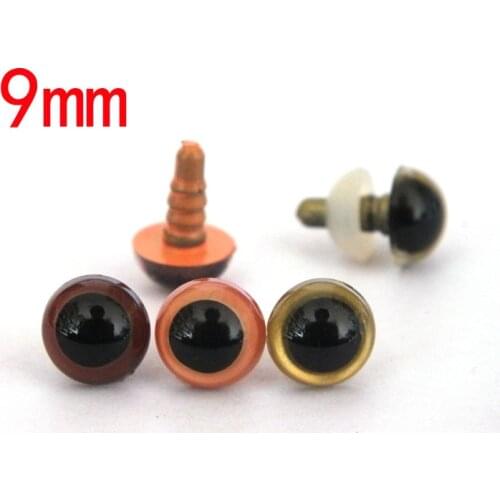Free shipping!!30pairs/lot brown and orange and gold per color 10pairs safety toy eyes-9mm