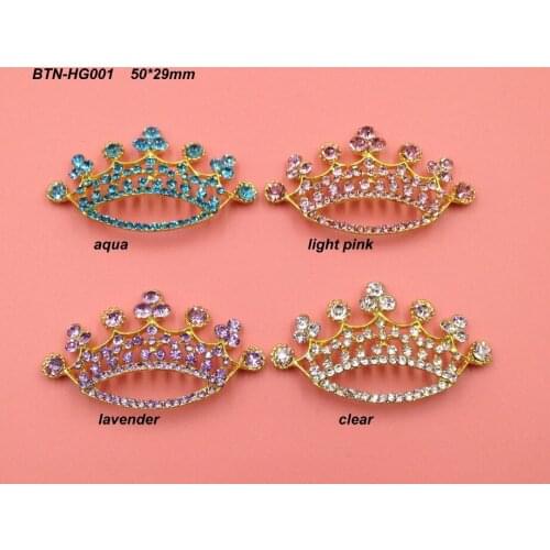 Free shipping gold plating 50*29mm rhinestone crown tiara flatback mix colors 50PCS/LOT(BTN-HG001)