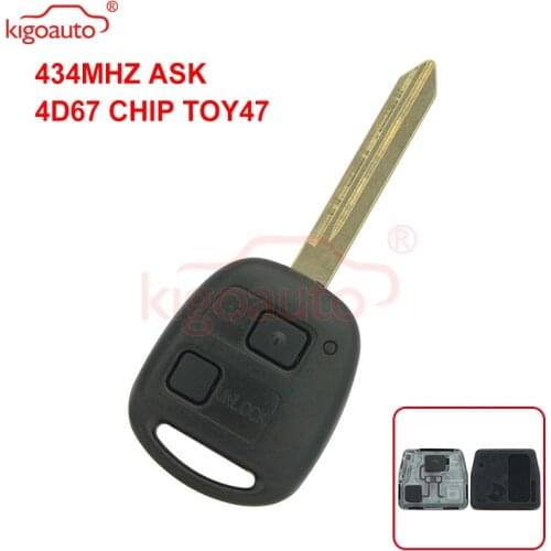 Denso(not Valeo) Kigoauto 2 Buttons Keyless Entry Fob Remote Key for Toyota Corolla Yaris 2002 2003 433MHZ 4D67 Chip TOY47