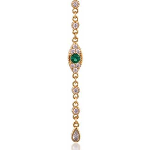 Round cz evil eye charm link long dangle drop earring Gold color gorgeous trendy dangling earrings