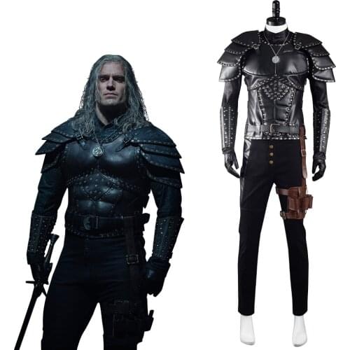 Geralt of Rivia Cosplay Costume Geralt Battle Uniform Suit Halloween Carnival Top Pants Props Outfits