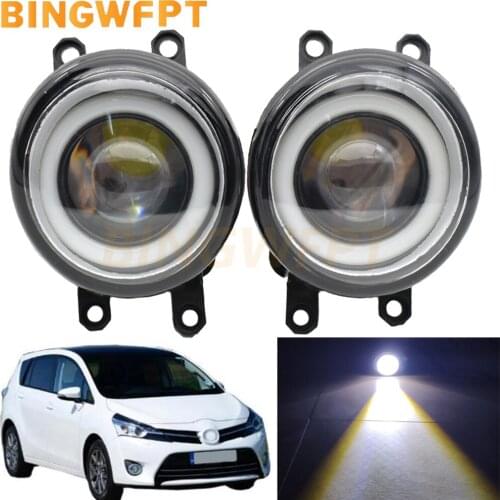 2 PCS For Toyota Verso (_R2_) 2009-2018 Angel Eye Fog Light H11 Front Fog Light Assembly Halo Ring Daytime Running Lamp