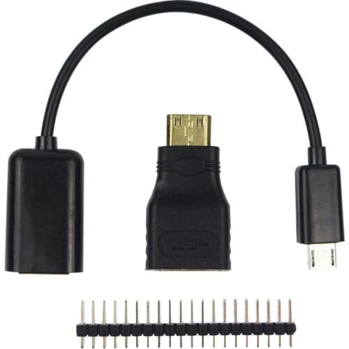 Raspberry Pi Zero/Zero W Kit 3 in 1 Extend USB Cable Mini HD to HD Adapter 40 Pin Raspberry GPIO Expansion Interface Header