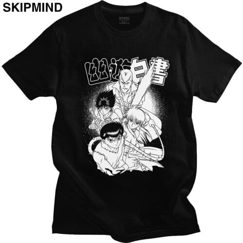 Classic Yu Yu Hakusho T-shirt Men Short Sleeve Yusuke Urameshi Shirt Kazuma Kuwabara Tee Kurama Hiei Tops Manga Tshirt Gift Idea