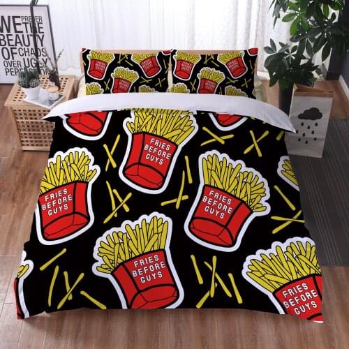Kids Food Print Duvet Cover Set Bedding Set 3PCS Soft Microfiber Quilt Cover for Girls Kids Comforter Cover