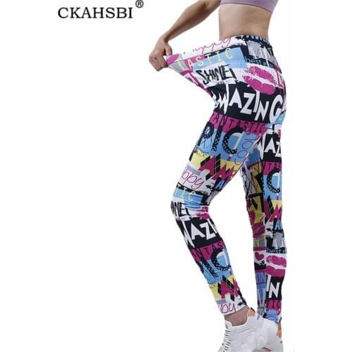 CKAHSBI Colorful Printing Leggings Elastic High Waist Breathable Flower Ankle-Length Gym Fitness Summer Clothing New Sportswear