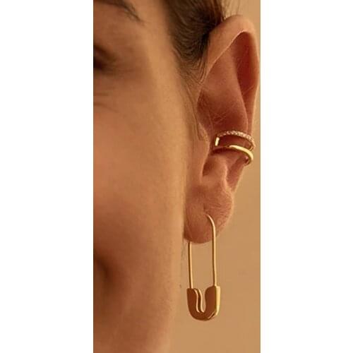 LUNA CHIAO Women Fashion Jewelry Unmatch Cuff Earring Paper Clip Hoops Earrings Set