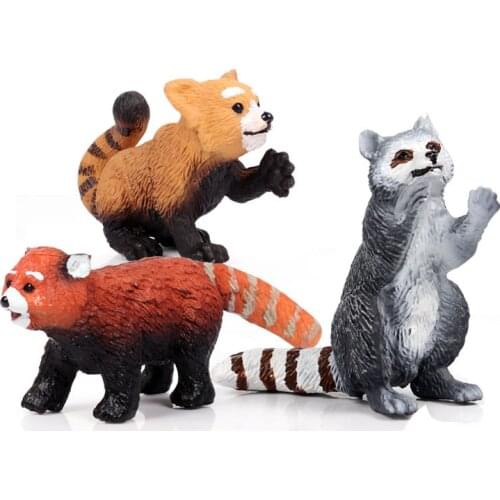 Cute Miniature Figurines Raccoon Red Panda Solid Simulation Animal Model PVC Action Figure Collection Ornaments Kids Toys Gift
