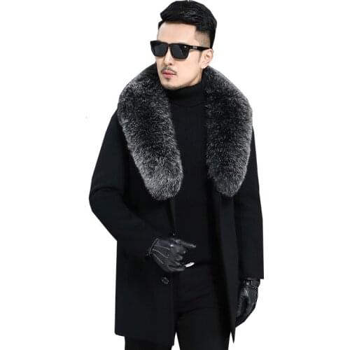 Mens Winter Jacket Fox Fur Collar Real Wool Coat Men Double-side Woolen Coats Streetwear Windbreaker Jacket JLK18AD18009 MY1922