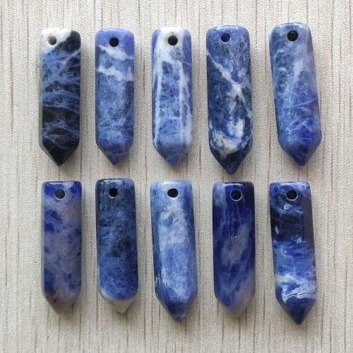 Natural blue aventurine fashion good quality pillar charms pendant for jewelry making free shipping Wholesale 12pcs/lot