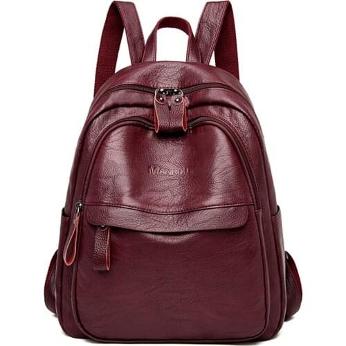 2021 New Fashion Ladies Leather Backpack Girls Female School Bag Girls Travel Backpack Ladies Casual Backpack