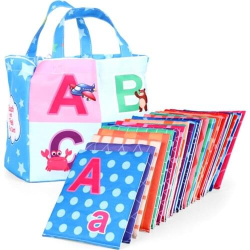 Newest Flashcards Learning Language Baby Book Toy 26PCS Soft Alphabet Cards With Cloth Bag Babies English Reading Books