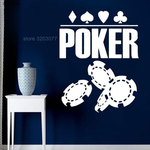 Poker Wall Decal Play Cards Chips Casino Motivational Poster Wall Sticker Wall Art Decor Self Adhesive Mural P309