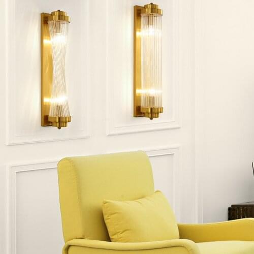 Post-modern Minimalist Crystal Wall Lamp Living Room Bedroom Bedside Lamp Aisle Creative Nordic Crystal Retro Luxurious Lamps